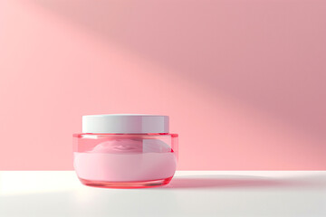 Cosmetic cream jar mockup on pink background