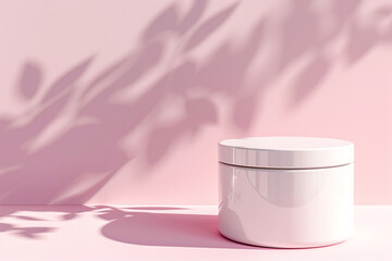 Cosmetic cream jar mockup on pink background