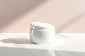 Cosmetic cream jar mockup on pink background