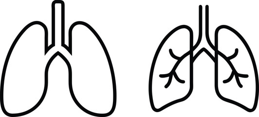 human lungs damaged, human lungs, lung-silhouette line art, Day of World Lung Cancer