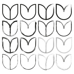 Minimalistic tulip outlines. Refined calligraphic strokes. Symmetrical floral Vectorial. Stylized iconographic renderings.