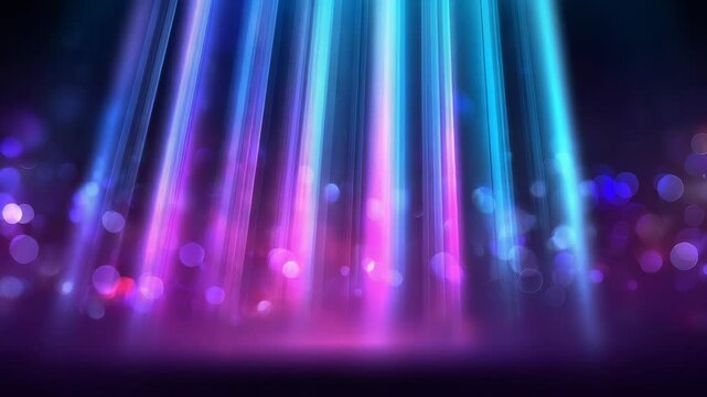 Spectacular stage lighting background animation with blue, purple and pink rays