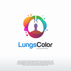 Colorful Lungs logo vector, Health lungs logo designs template, design concept, logo, logotype element for template