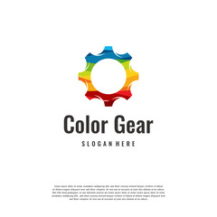 Colorful Gear logo designs concept vector, Mechanic logo template