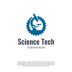 Science Technology logo designs concept vector, Gear and Microscope logo template