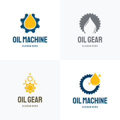 Set of Oil Industry logo designs concept vector, Oil Gear Machine logo template symbol
