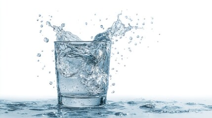 Sparkling H2O: A refreshing splash of water bursts forth from a clear glass, creating a dynamic visual of purity and hydration. Reflecting the beauty and invigorating essence of water.