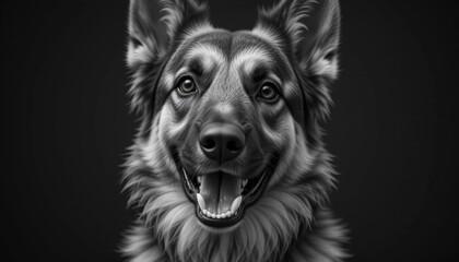 Close-up of a Happy German Shepherd Dog with Open Mouth