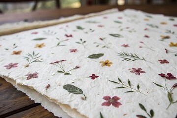 Beautiful Home Exterior Handmade Paper with Pressed Flowers, Botanical Decor, Elegant Stationery, Artistic Craft, Delicate Floral Design, Unique...
