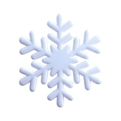 A single white snowflake with six rounded arms isolated on transparent background