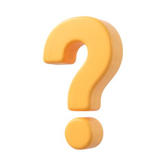Bright orange 3d question mark symbol isolated on transparent background