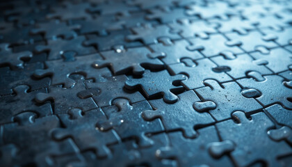 Completing Puzzle Close-up Shows Strategy and Problem Solving Concept Idea