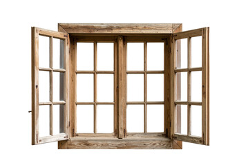 Old wooden window  isolated on transparent background