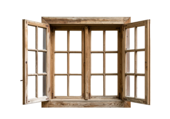 Old wooden window isolated on transparent background