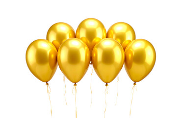Golden balloons  isolated on transparent background.