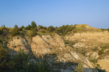 Sandstone rock formations at North Unit at Theodore Roosevelt National Park, North Dakota