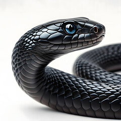 Fototapeta premium black snake isolated on white background