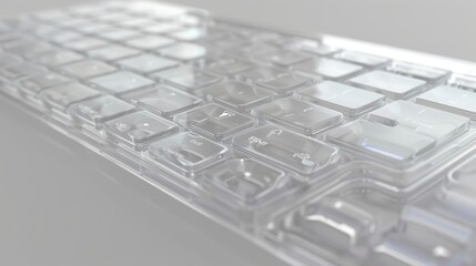 Transparent keyboard keys in close-up view