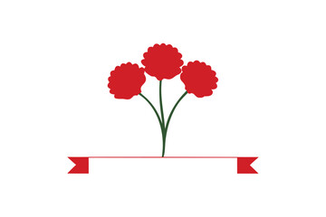 Red Carnations With A Slim Banner At The Bottom