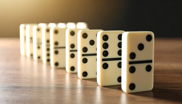 Row of dominoes lined up
