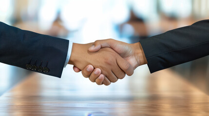 Two men shaking hands in a business meeting