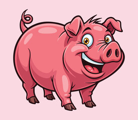 vibrant and cheerful vector cartoon farm pig