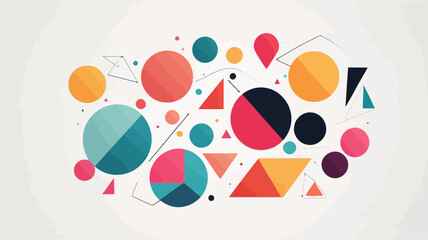 Simple colorful geometric shapes (circles, triangles) placed asymmetrically on a white background &mdash; trendy and creative