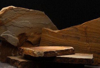 cosmetic background podium made of natural stones