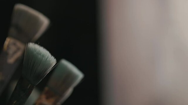 Paint Brushes Macro Panning Shot