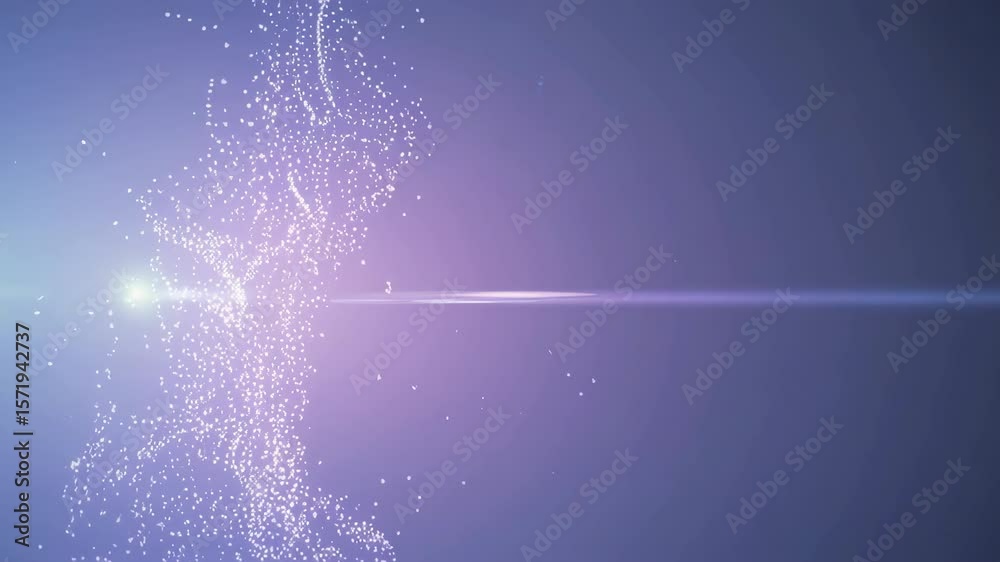 Poster abstract particles flowing from a light source