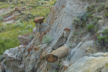 Sandstone rock formations at North Unit at Theodore Roosevelt National Park, North Dakota