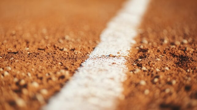 A white line stretches across a baseball fields dirt surface - Powered by Adobe
