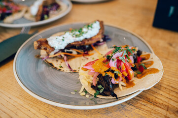 Pulled brisket tacos and Fish Tacos with Taretare sauce 