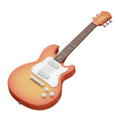 Orange Electric Guitar Vintage Style Musical Instrument Illustration