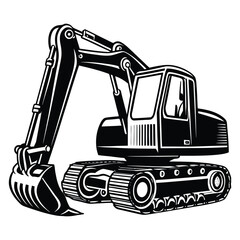 A sleek black excavator icon silhouette, showcasing the heavy machinery’s arm and bucket in action—perfect for construction, digging, and industrial design visuals.
