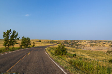 Road thru North Unit at Theodore Roosevelt National Park, North Dakota, USA