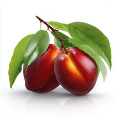 two smooth cartoon peaches on the cover of an advertisement white background, close-up, vector graphics, abstract fruit concept