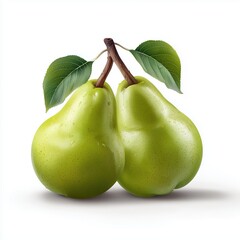 two smooth cartoon pears on the cover of an advertisement white background, close-up, vector graphics, abstract fruit concept