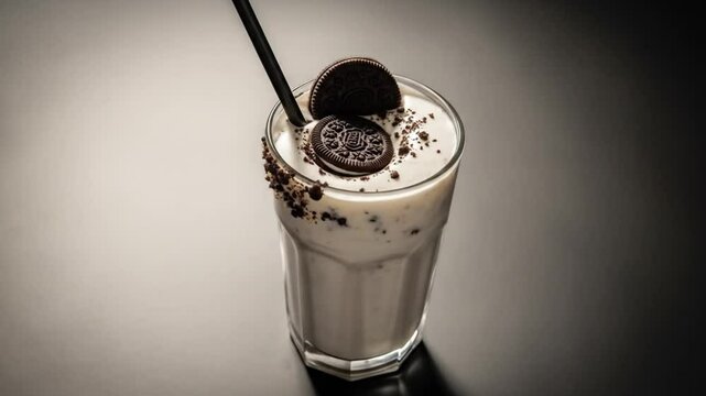 Oreo Milkshake with Cookies and Straw
