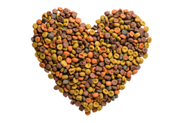 3D Render a heart shaped dog food made of cereals