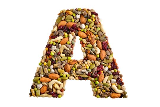 3D Render a letter made of nuts and seeds