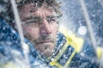 Rugged Sailor Navigates Stormy Seas