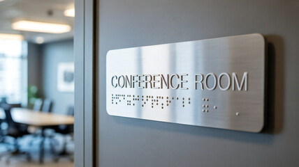 Modern Conference Room Sign with Braille Accessibility