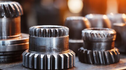 Abstract machinery textures in an industrial workshop, showcasing raw metallic beauty and precision engineering.
