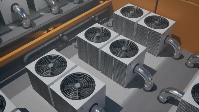 Array of HVAC Units on a Rooftop of a Modern Building