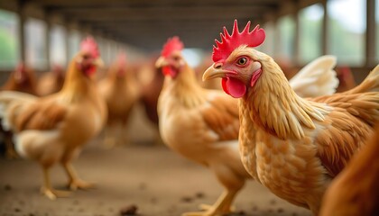 Fototapeta premium Antibiotic use in chicken farms. Sustainable chicken farming against antibiotic use. Sustainable agriculture, veterinary care, and antibiotic resistance. Drug resistance, created with generative ai