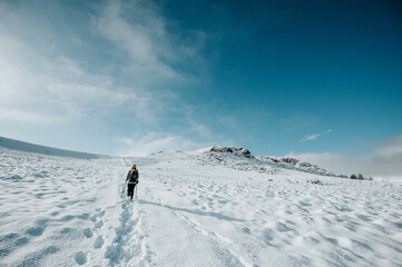 Winter landscape with snow on the Mt John Walkway, Lake Tekapo, New Zealand