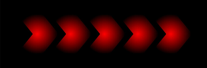 Abstract red arrow direction on black background. Vector illustration, glowing effect. EPS10