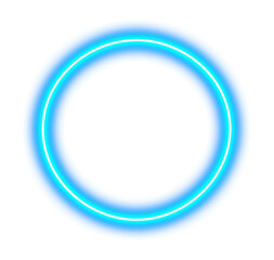 Glowing blue neon ring with inner aura and soft radiance on transparent background.