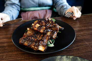 Barbeque Pork Ribs in the Restaurant